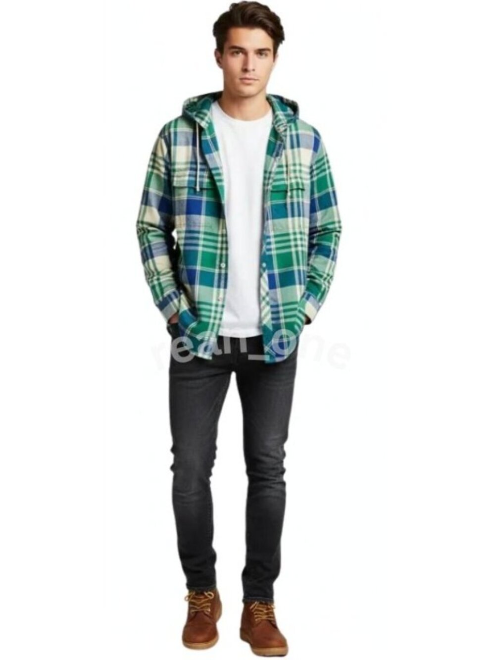Burton Snowboards DryRide Green Plaid Hoodie Button Up Long Sleeve Shirt Men's S